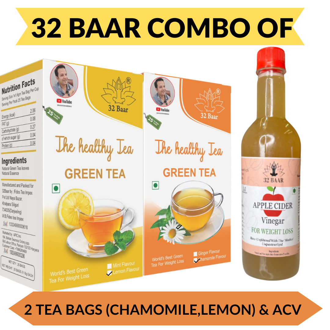 Combo Of 2 Green Tea Bags(Chamomile,Lemon)&Apple Cider Vinegar