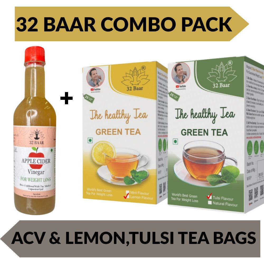 Combo Of 2 Green Tea Bags(Tulsi ,Lemon)&Apple Cider Vinegar