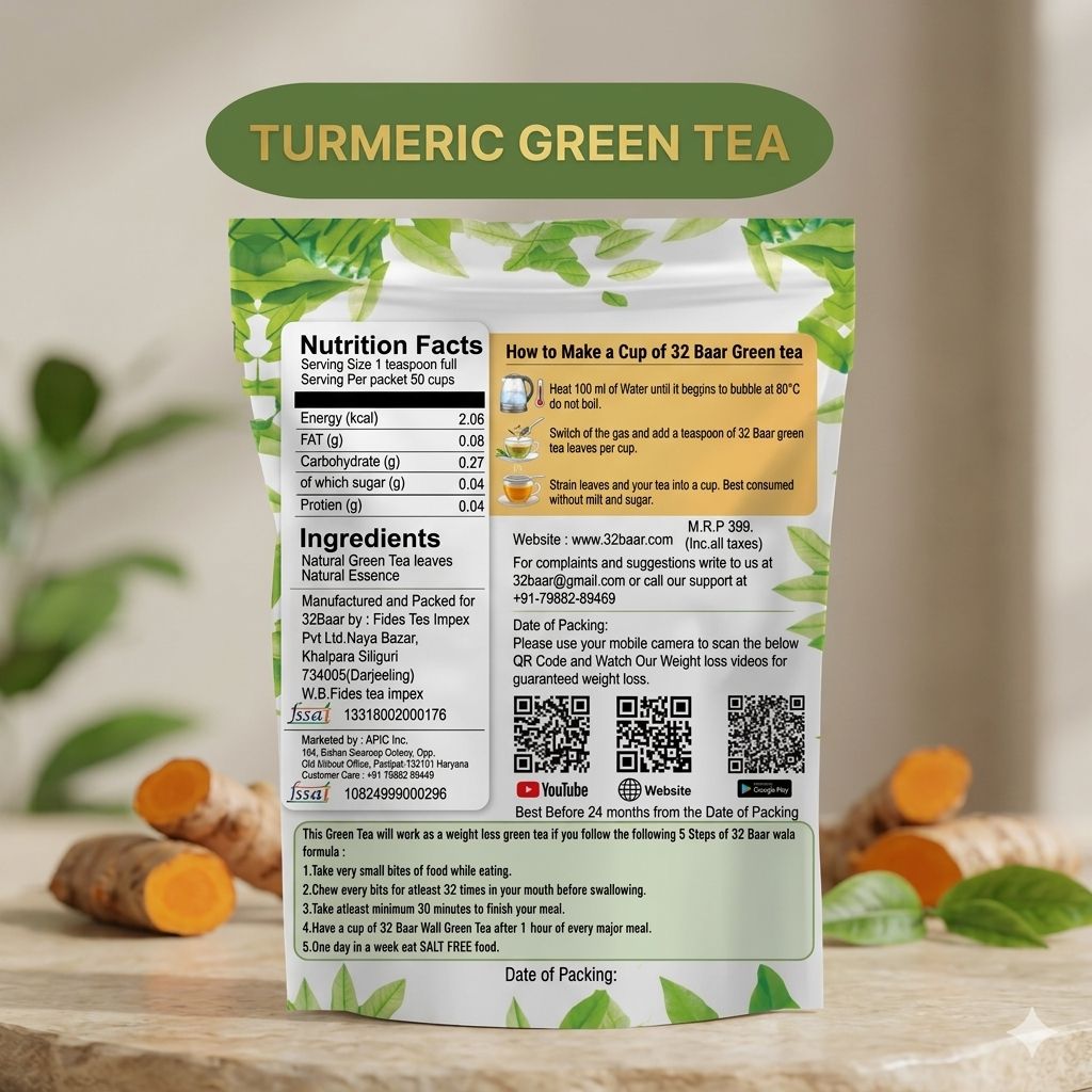 32 Baar Turmeric Green Tea