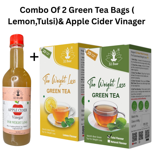 Combo Of 2 Green Tea Bags(Tulsi ,Lemon)&Apple Cider Vinegar