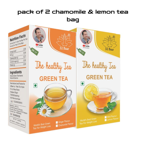 32 Baar Pack Of 2 Chamomile & Lemon Green Tea Bags (Total 50 Tea Bags)
