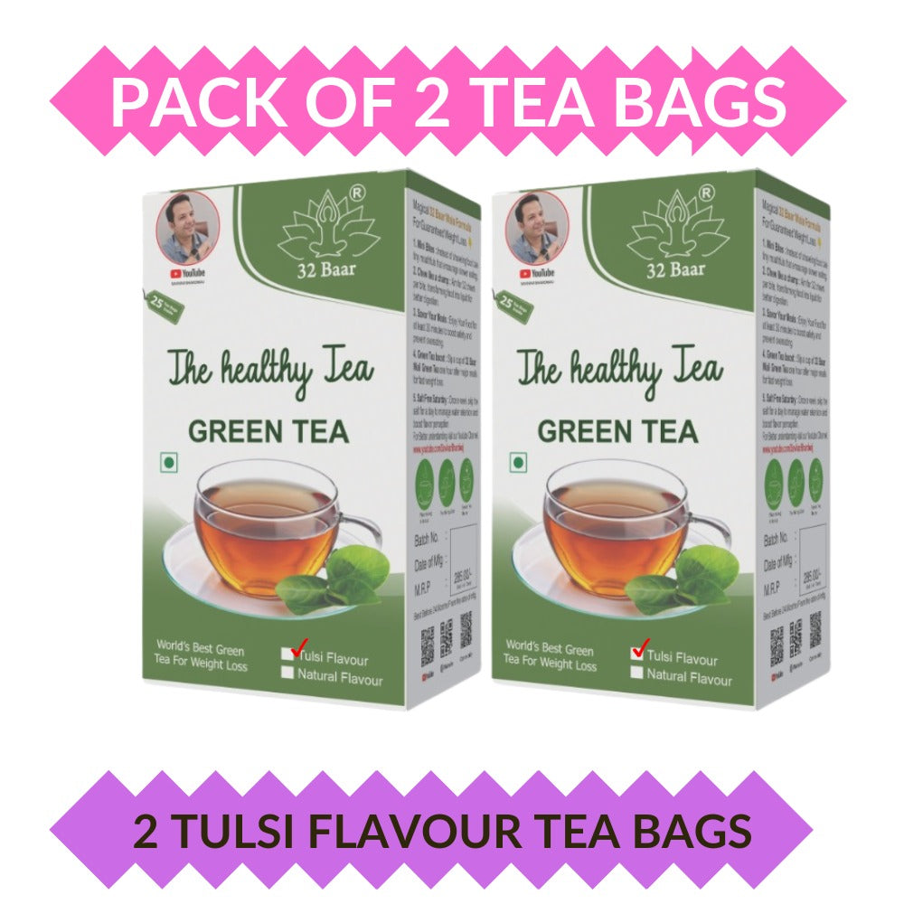 32 Baar Pack Of 2 Tulsi Green Tea Bags ( Total 50 Tea Bags)