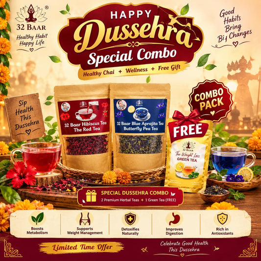 Dussehra OFFER  Blue Aprajita tea & Red Hibiscus Tea with Lemon green tea bags free