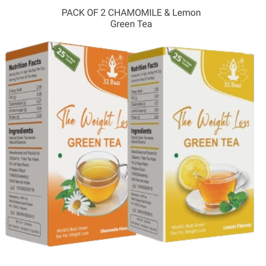 32 Baar Pack Of 2 Chamomile & Lemon Green Tea Bags (Total 50 Tea Bags)