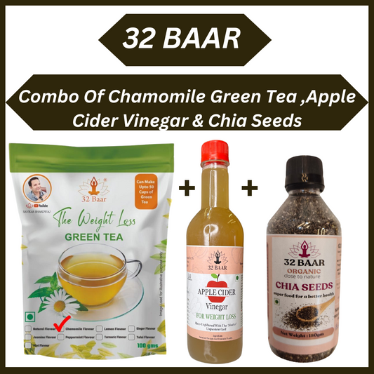 Combo Of  Chia Seeds,ACV,Chamomile Flavour Leaves Green Tea